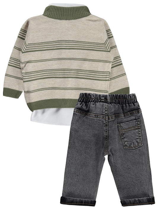 Civil Baby Çizgili 6-18 Ay Takım - Haki