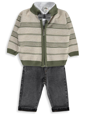 Civil Baby Çizgili 6-18 Ay Takım - Haki