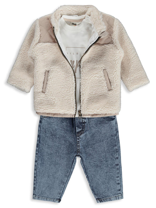 Civil Baby Velosft Montlu 6-18 Ay Takım - Ekru