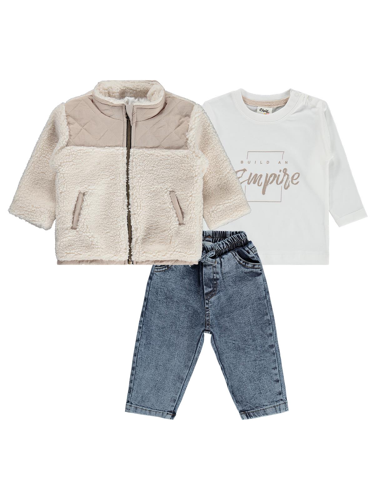 Civil Baby Velosft Montlu 6-18 Ay Takım - Ekru
