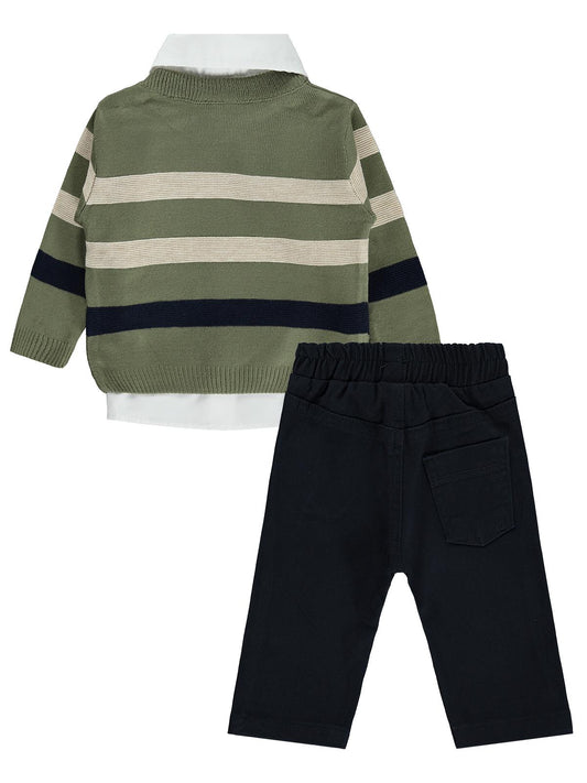 Civil Baby Çizgili 6-18 Ay Takım - Haki