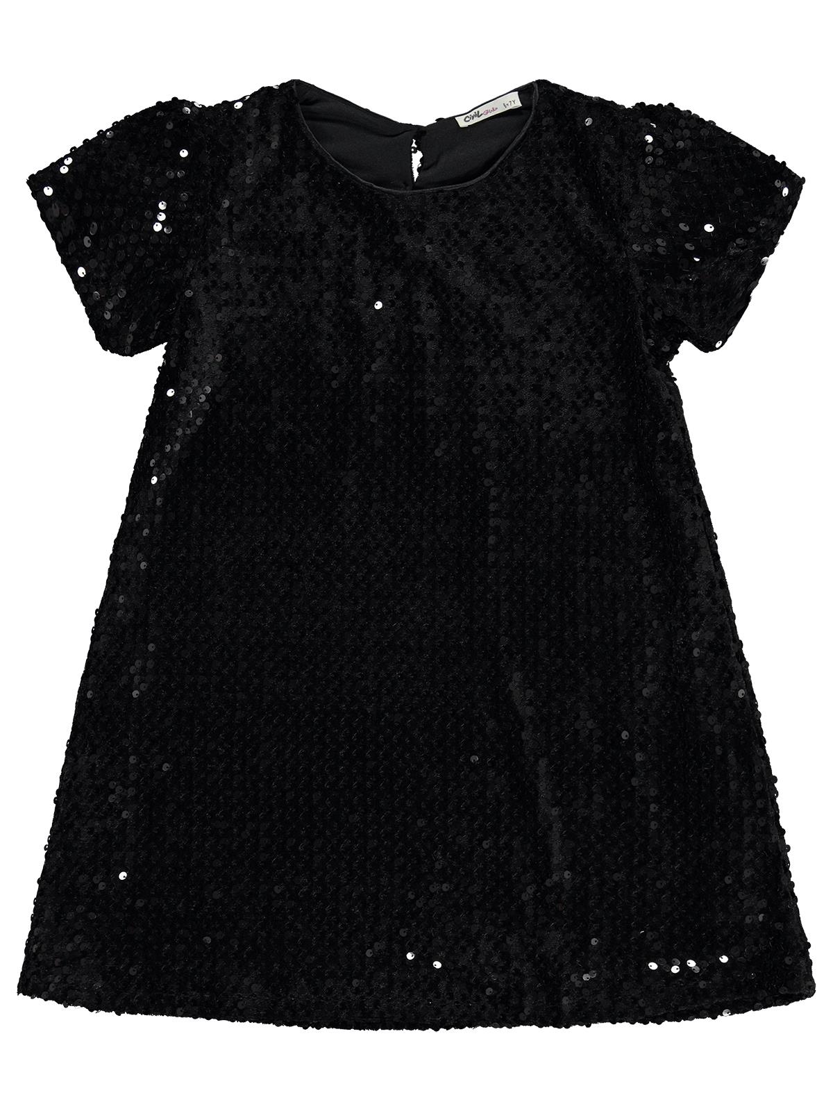 Civil Girls Payetli 10-13 Yaş Elbise - Siyah