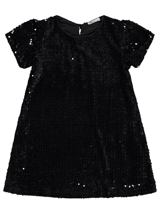 Civil Girls Payetli 10-13 Yaş Elbise - Siyah