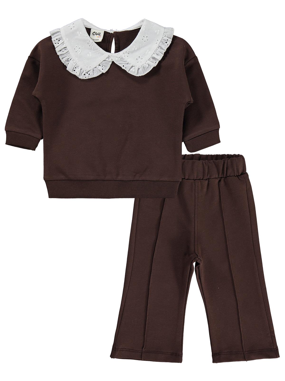 Civil Baby Bebe Yakalı 6-18 Ay Takım - Kahverengi