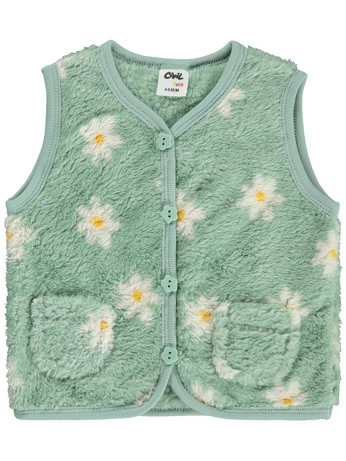 Civil Baby Çiçek Empirme  6-18 Ay Yelek - Yeşil