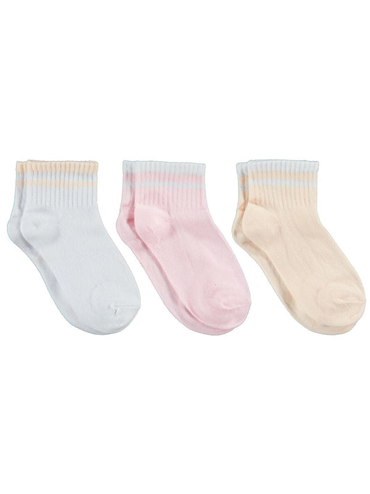Civil Girls Basic Çizgi 3'lü 3-11 Yaş Kız Çocuk Patik Çorap