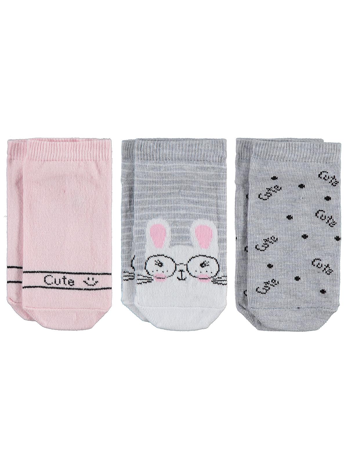 Civil Girls Cute Bunny 3'lü 3-11 Yaş Kız Çocuk Patik Çorap