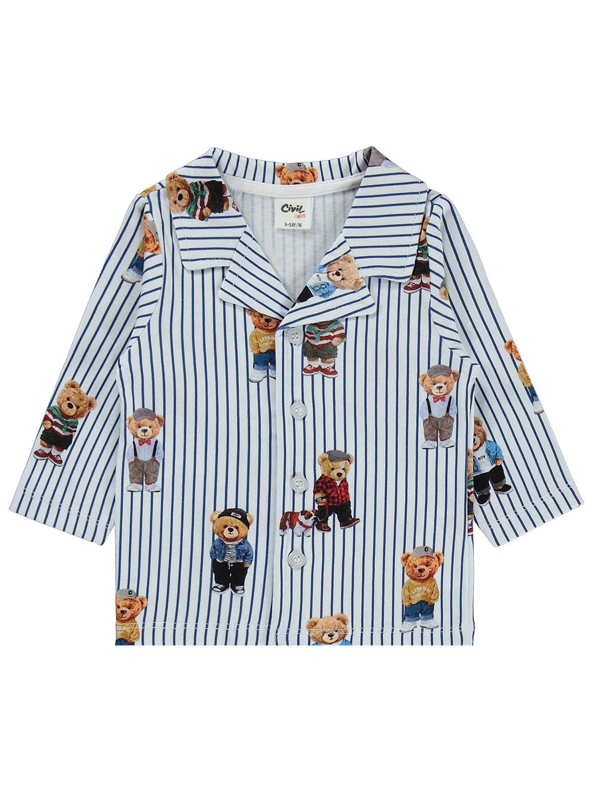 Civil Baby Ayıcık Baskılı 6-18 Ay Pijama Takımı - Lacivert