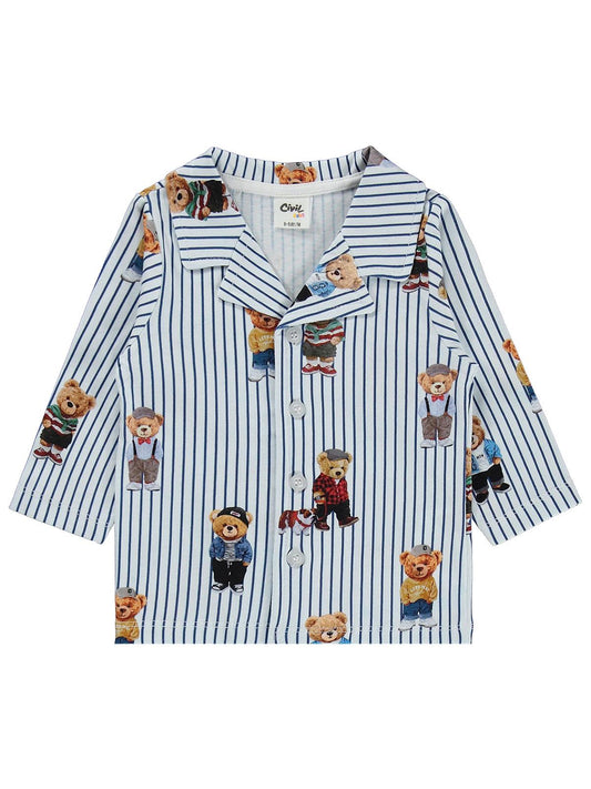 Civil Baby Ayıcık Baskılı 6-18 Ay Pijama Takımı - Lacivert