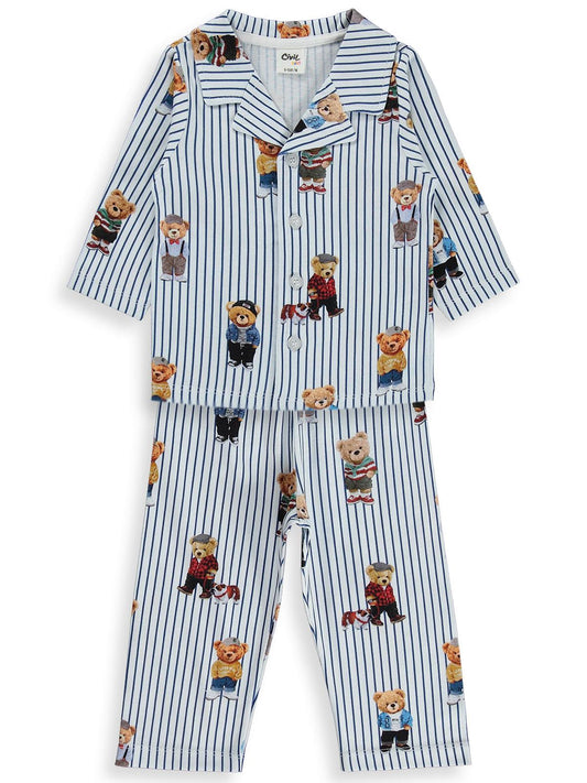 Civil Baby Ayıcık Baskılı 6-18 Ay Pijama Takımı - Lacivert