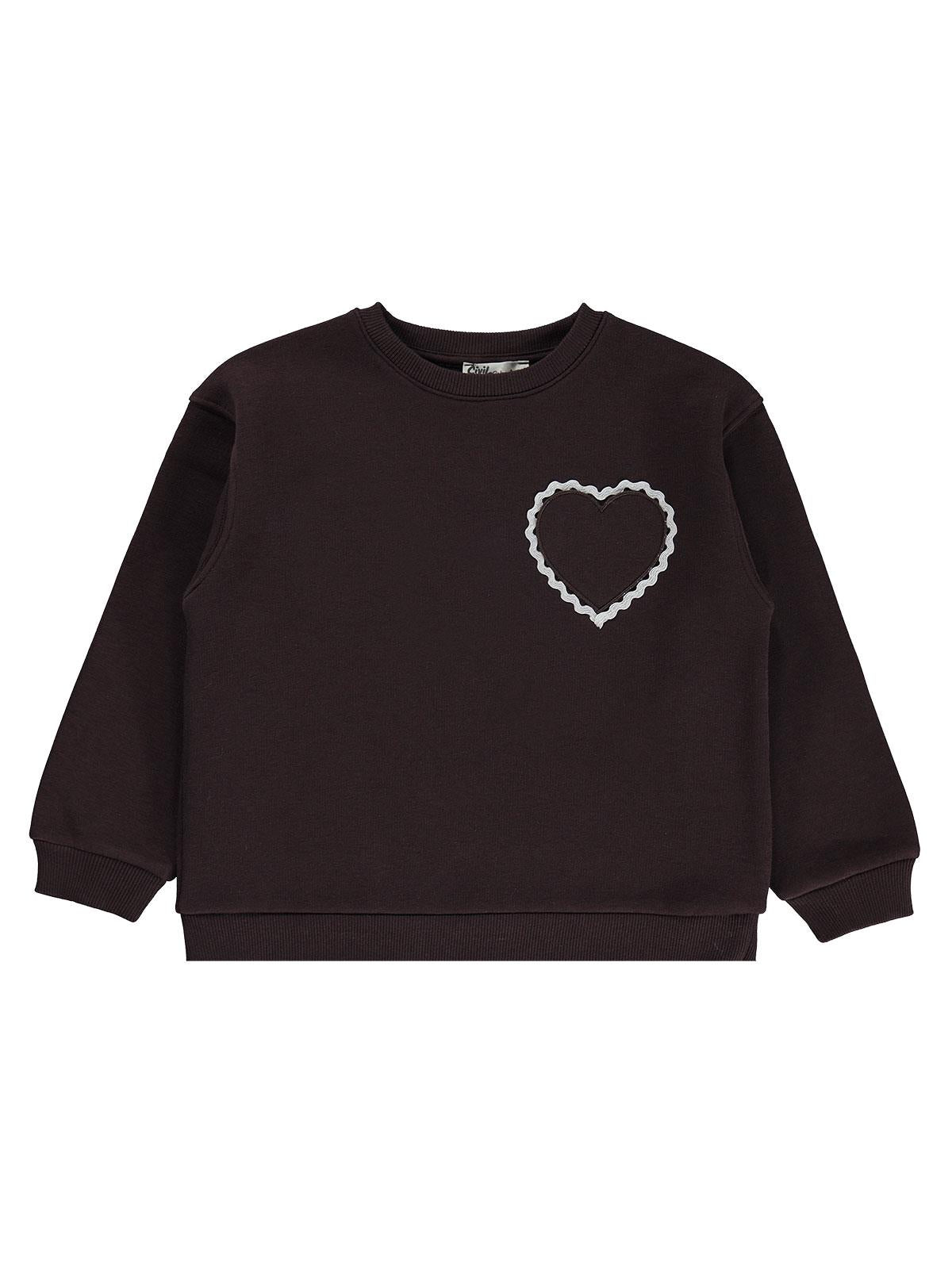 Civil Girls Su Yolu Aksesuarlı 6-9 Yaş Sweatshirt - Kahverengi