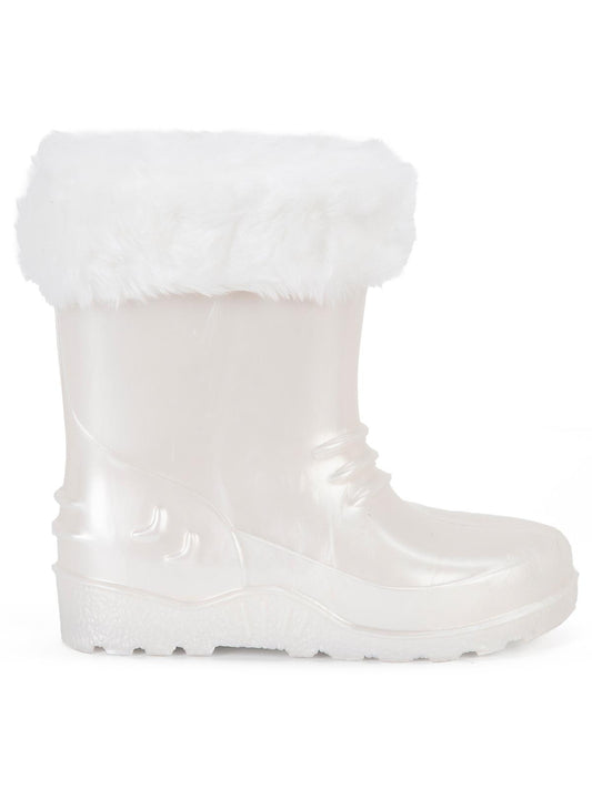 Civil Boots Kürklü 30-36 Numara Yağmur Çizmesi - Beyaz