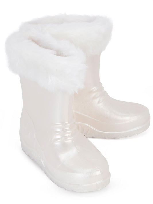 Civil Boots Kürklü 30-36 Numara Yağmur Çizmesi - Beyaz