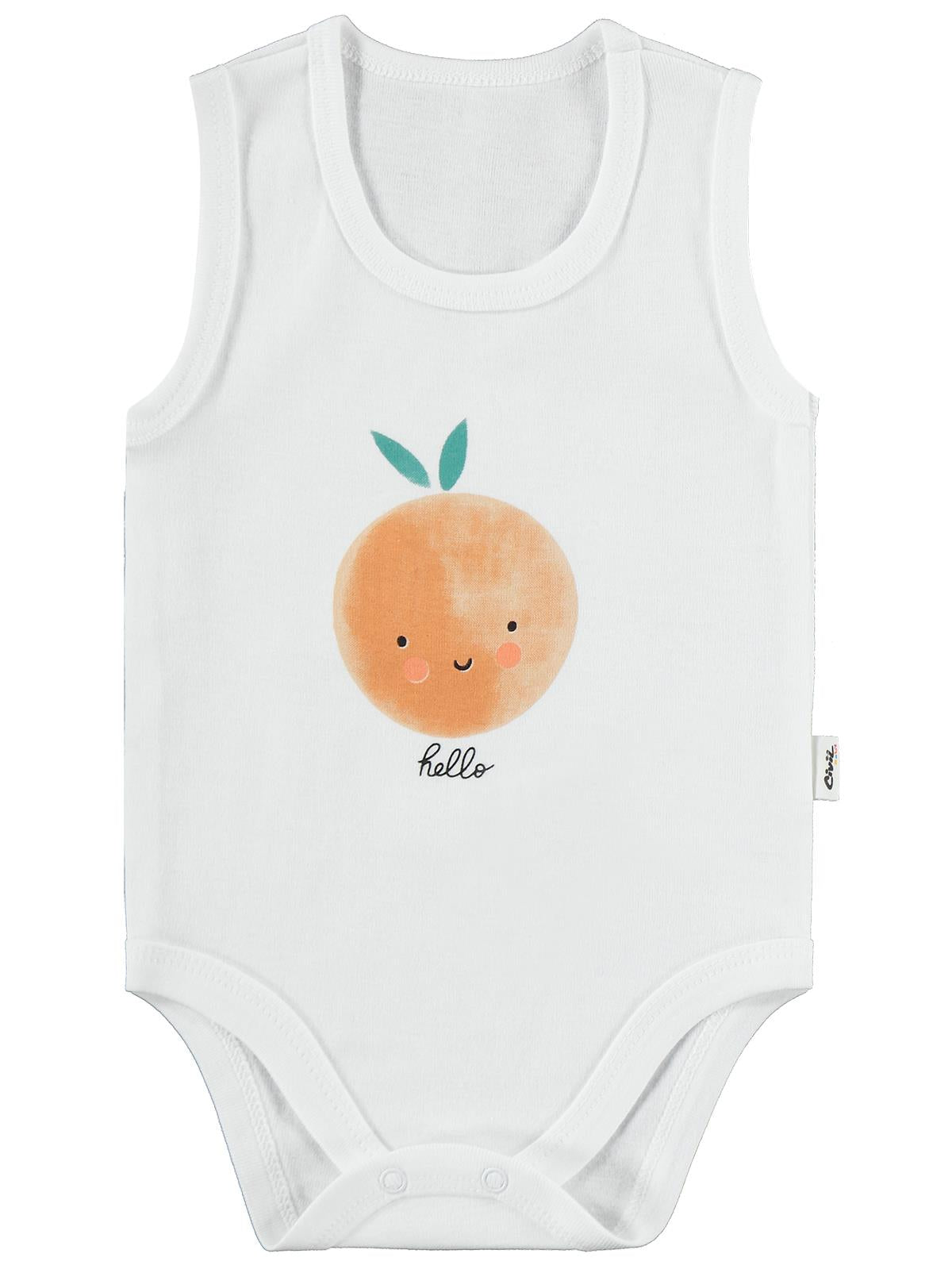 Civil Baby Meyve Baskılı 3lü 1-36 Ay Çıtçıtlı Badi - Ekru