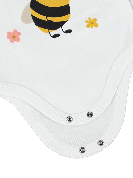 Civil Baby Arı Baskılı 3lü 1-36 Ay Çıtçıtlı Badi - Ekru