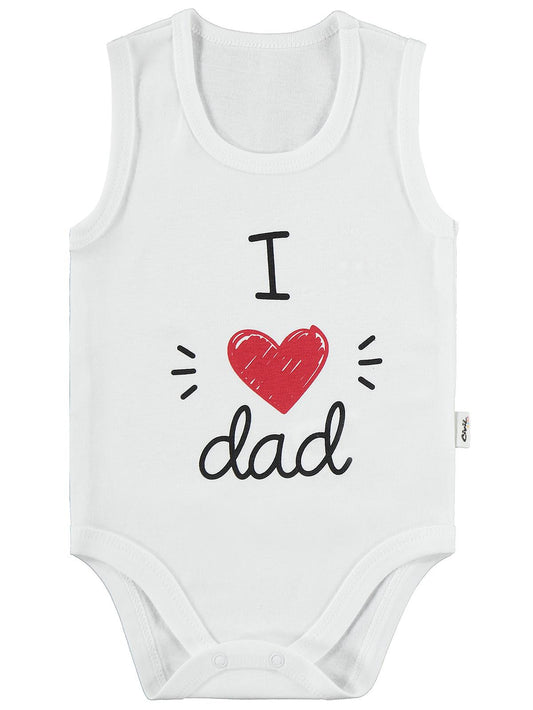 Civil Baby Dad Mom Baskılı 3lü 1-36 Ay Çıtçıtlı Badi - Ekru