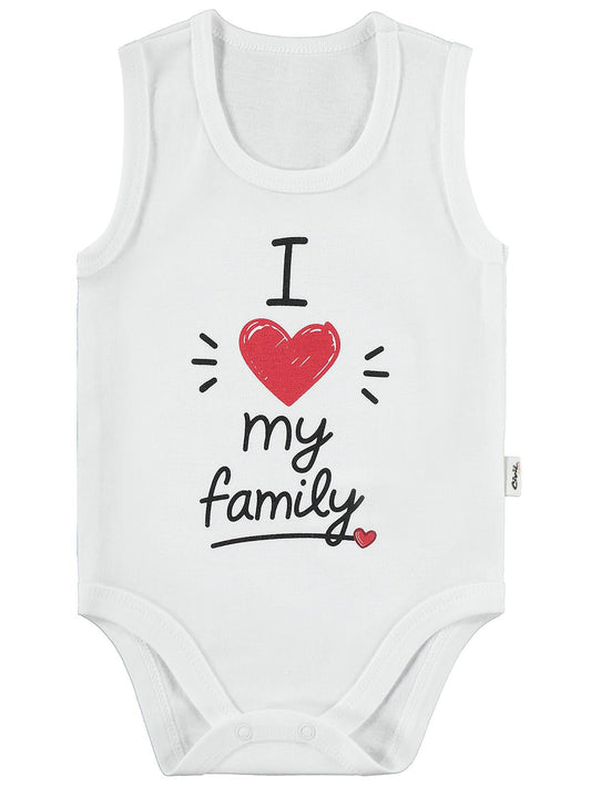Civil Baby Dad Mom Baskılı 3lü 1-36 Ay Çıtçıtlı Badi - Ekru