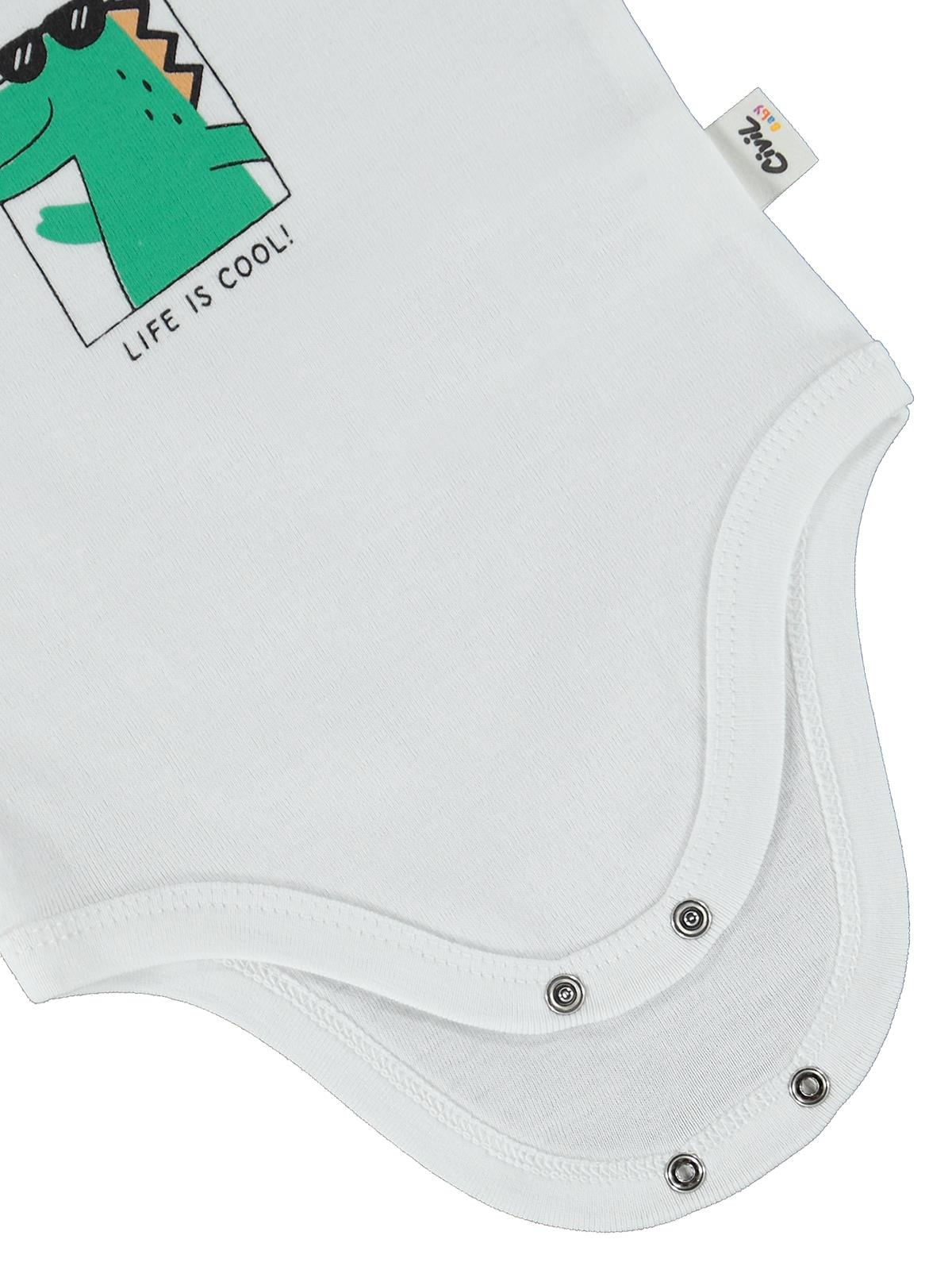 Civil Baby Hayvan Baskılı 3lü 1-36 Ay Çıtçıtlı Badi - Ekru