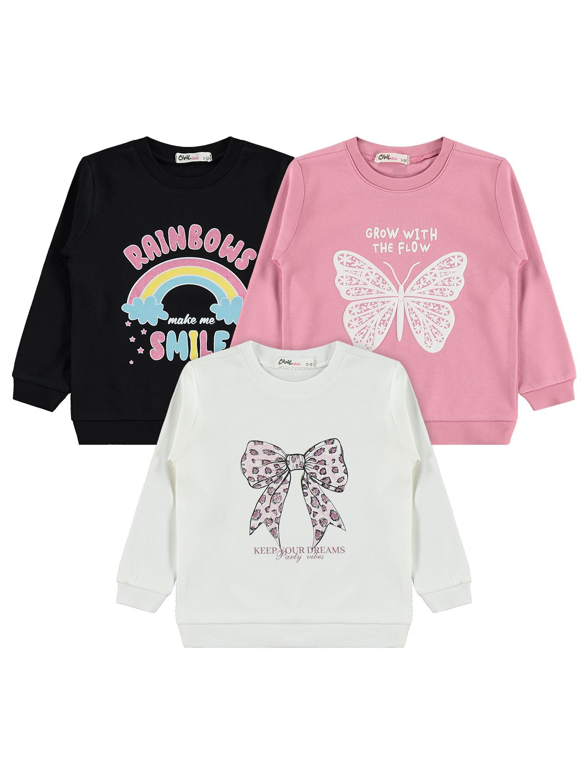 Civil Girls 3'lü 2-5 Yaş Sweatshirt Km