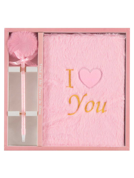 Ceren İthalat Lilamor Peluş Kalemli Defter Set Love  - Pembe