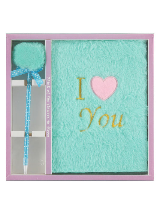 Ceren İthalat Lilamor Peluş Kalemli Defter Set Love  - Yeşil