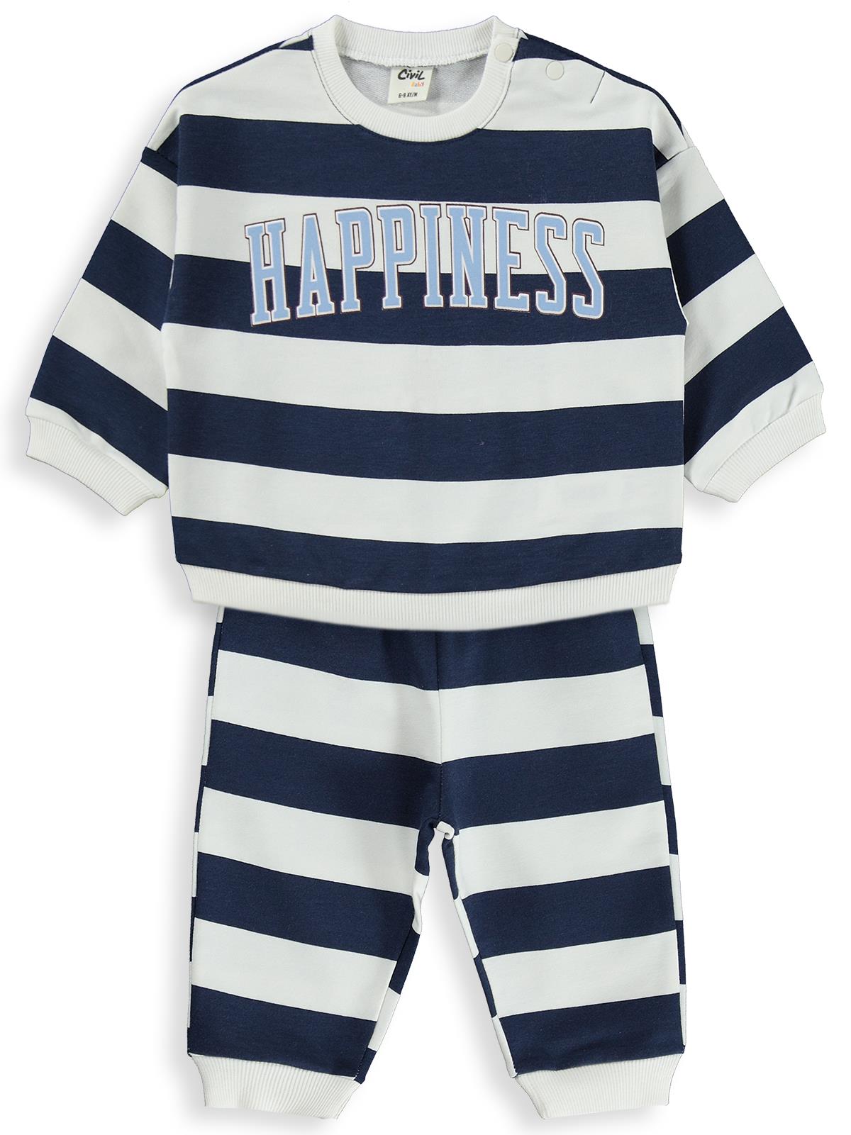 Civil Baby Happıness Tavşan Baskılı 6-18 Ay Takım - Ekru