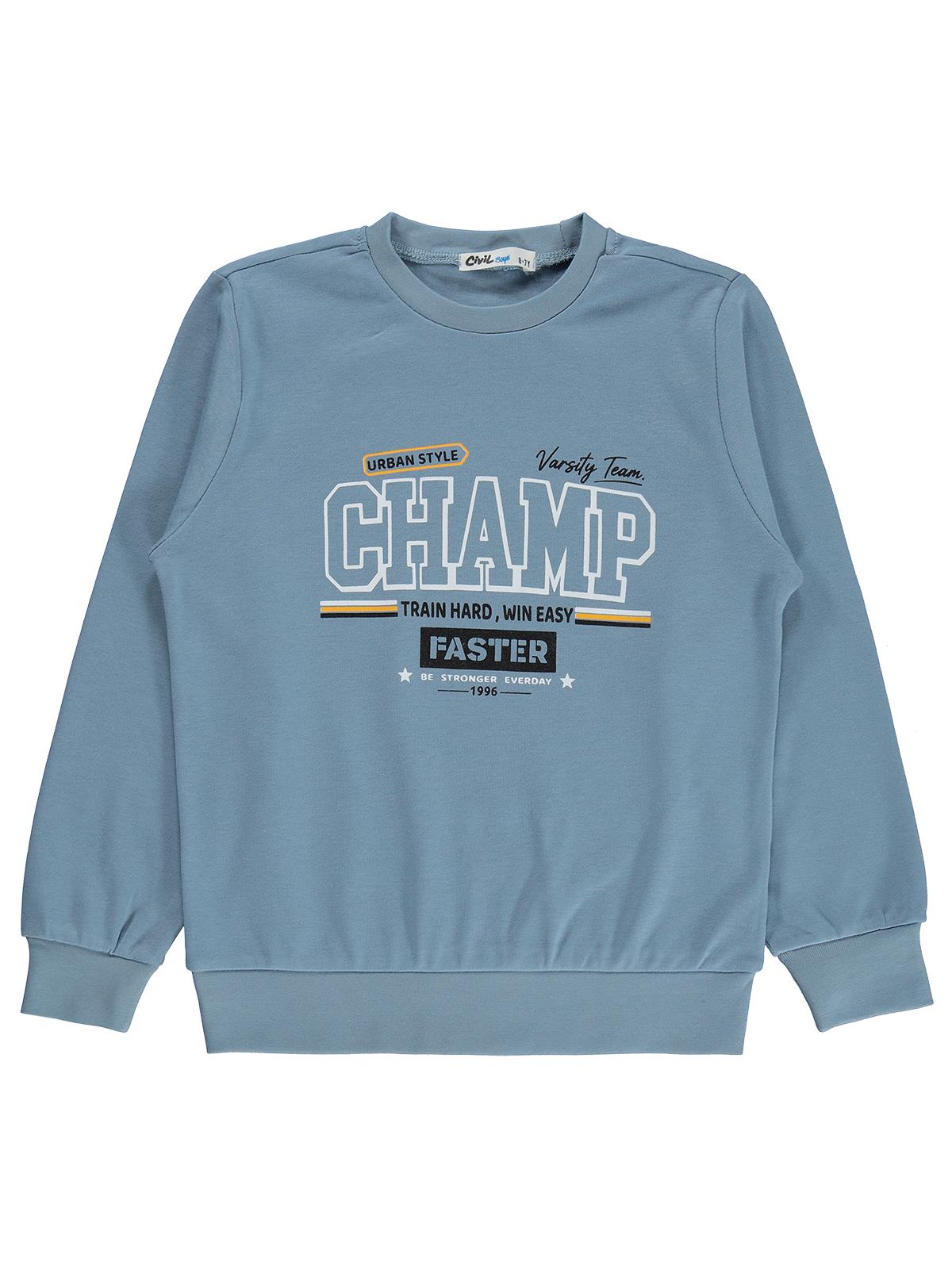 Civil Boys Champ Baskılı 6-9 Yaş Sweatshirt Km - Mavi