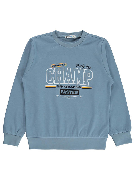 Civil Boys Champ Baskılı 6-9 Yaş Sweatshirt Km - Mavi