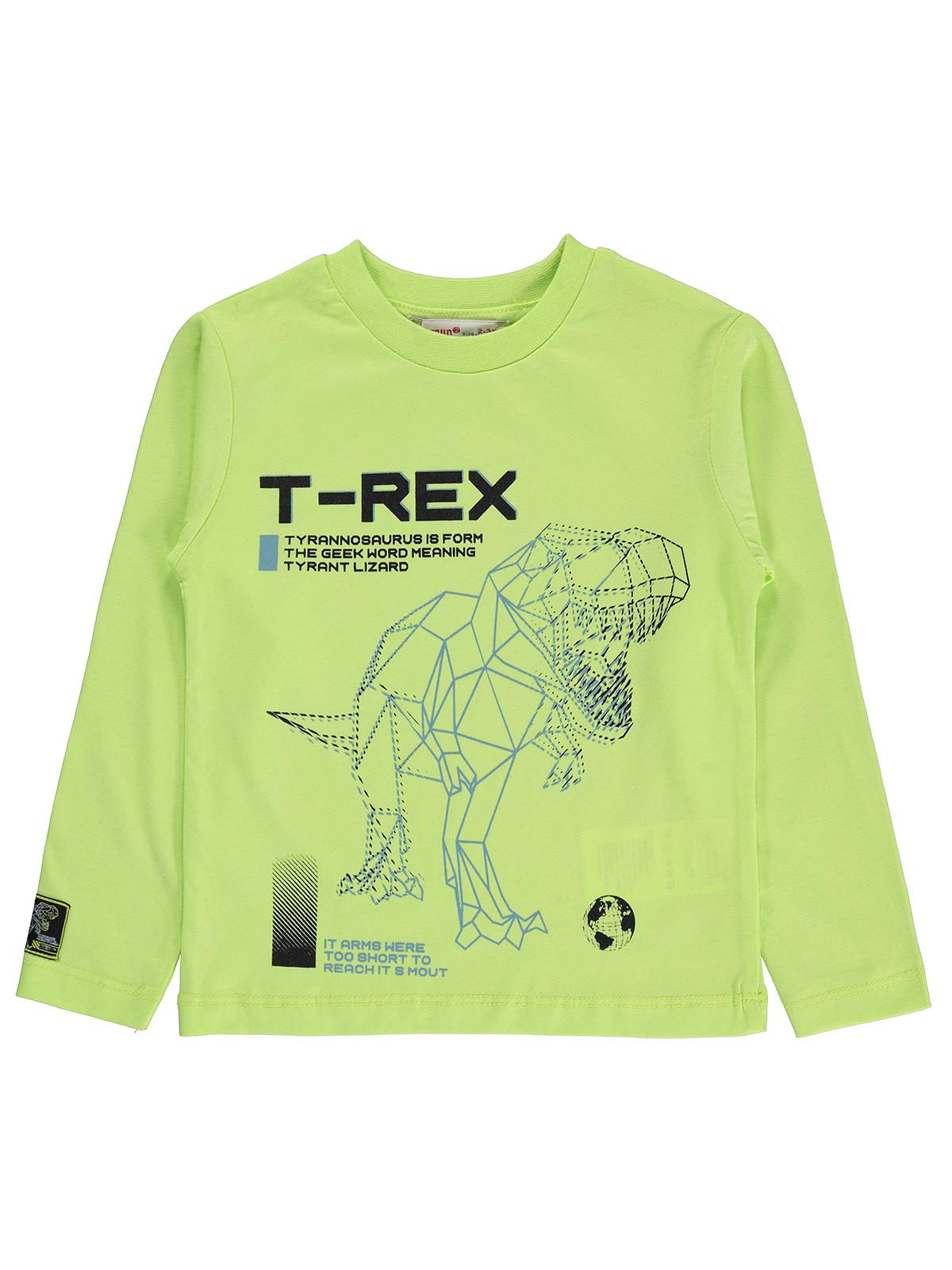 Silversun T-REX Dinozor Baskılı 2-7 Yaş Sweatshirt - Yeşil