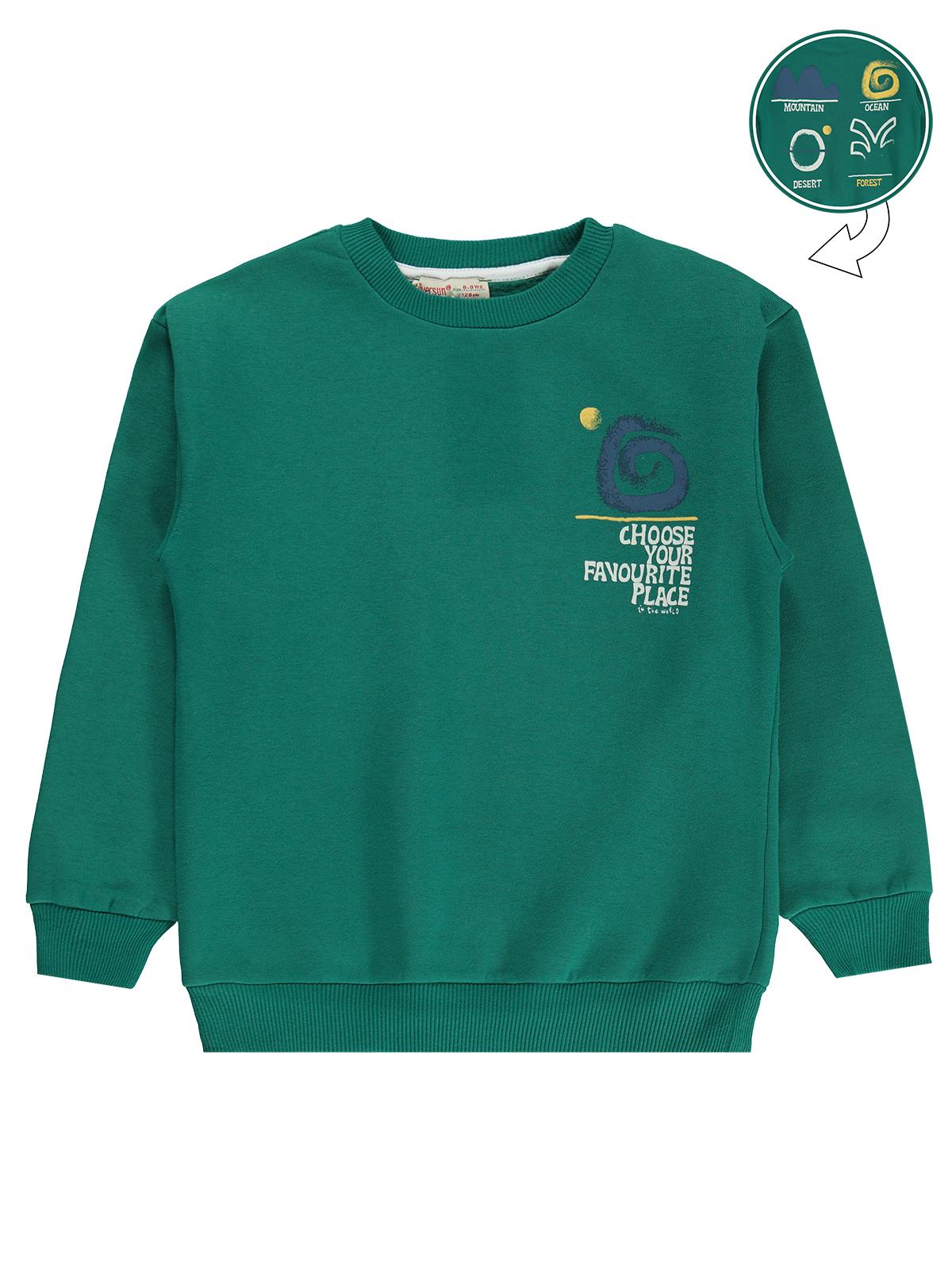 Silversun OCEAN Baskılı 8-13 Yaş Sweatshirt - Yeşil