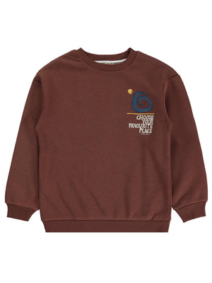 Silversun OCEAN Baskılı 8-13 Yaş Sweatshirt - Kahverengi