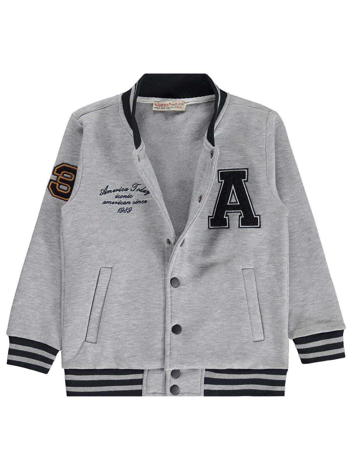 Silversun A Nakışlı 6-9 Yaş Hırka - Gri