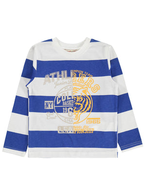 Silversun NY Baskılı Çizgili 2-7 Yaş Sweatshirt - Mavi