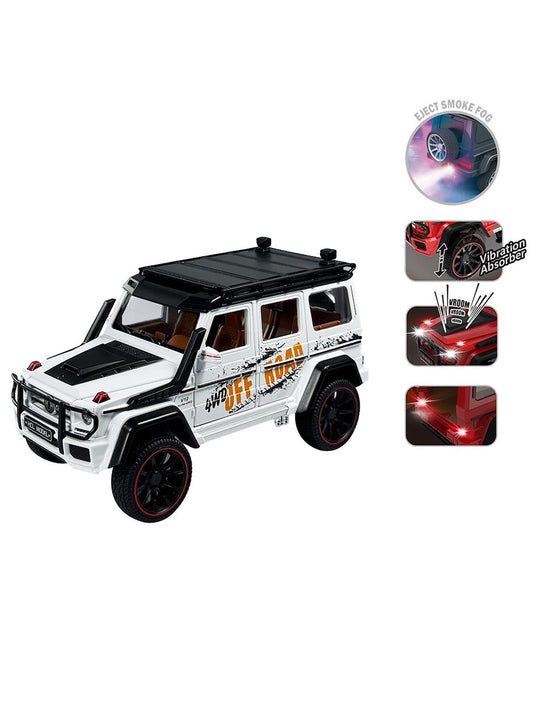 Vardem Kutulu Çek Bırak 1:22 Sesli ve Işıklı Buhar Çıkartan Metal Jeep - Beyaz