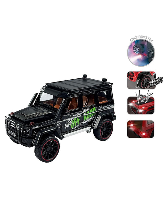 Vardem Kutulu Çek Bırak 1:22 Sesli ve Işıklı Buhar Çıkartan Metal Jeep - Siyah