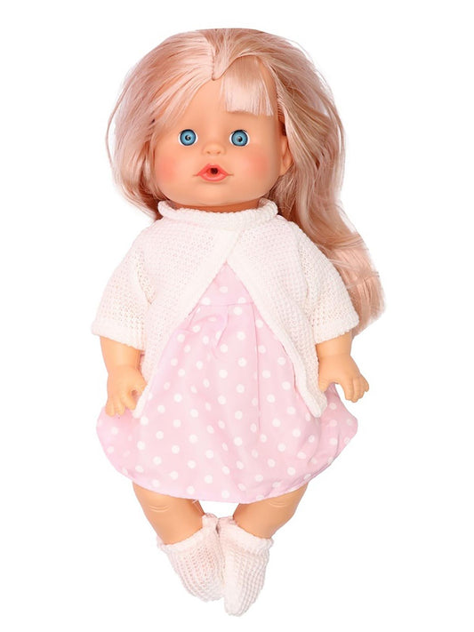 Vardem 30 Cm Sesli Emzikli ve Biberonlu Altını Islatan Boncuk Bebek - Pembe