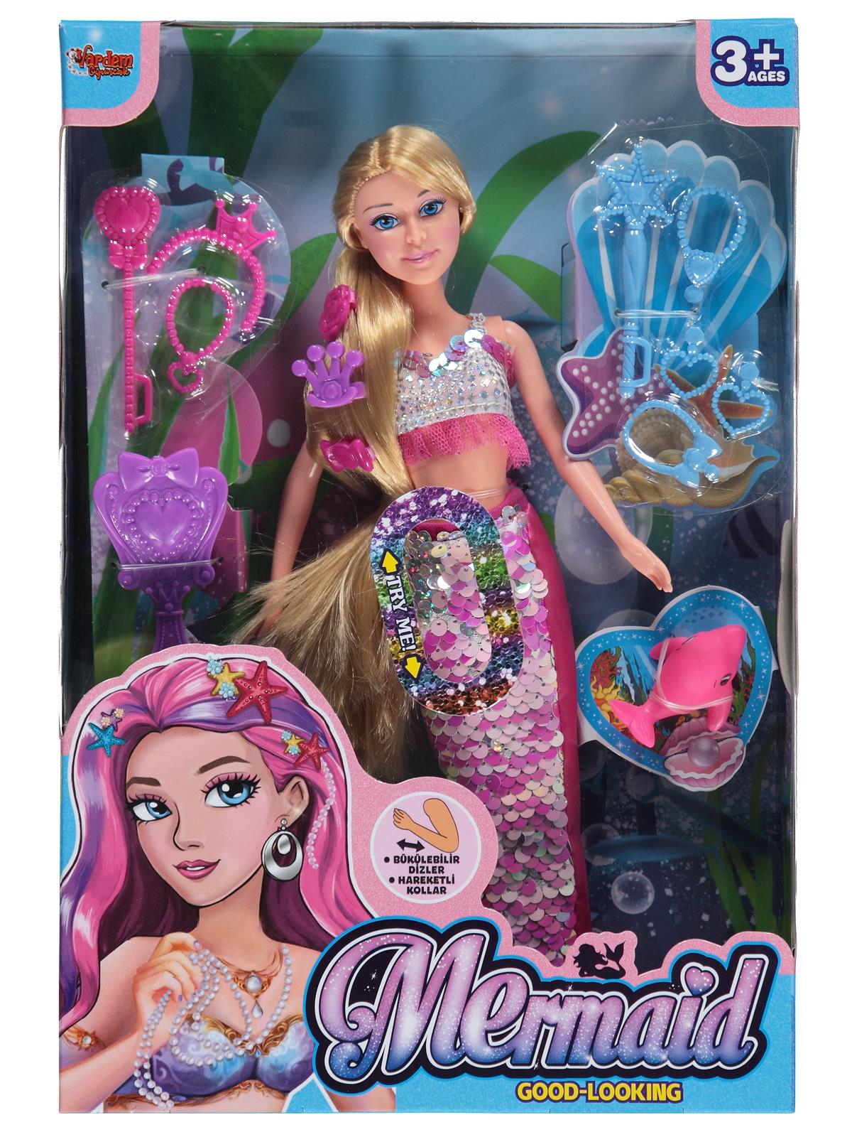 Vardem Aksesuarlı Denız Kızı Oyuncak Bebekler - Pembe
