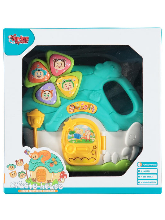 Vardem Kutulu Işıklı ve Müzikli Ev Bebek Piyanosu - Mavi
