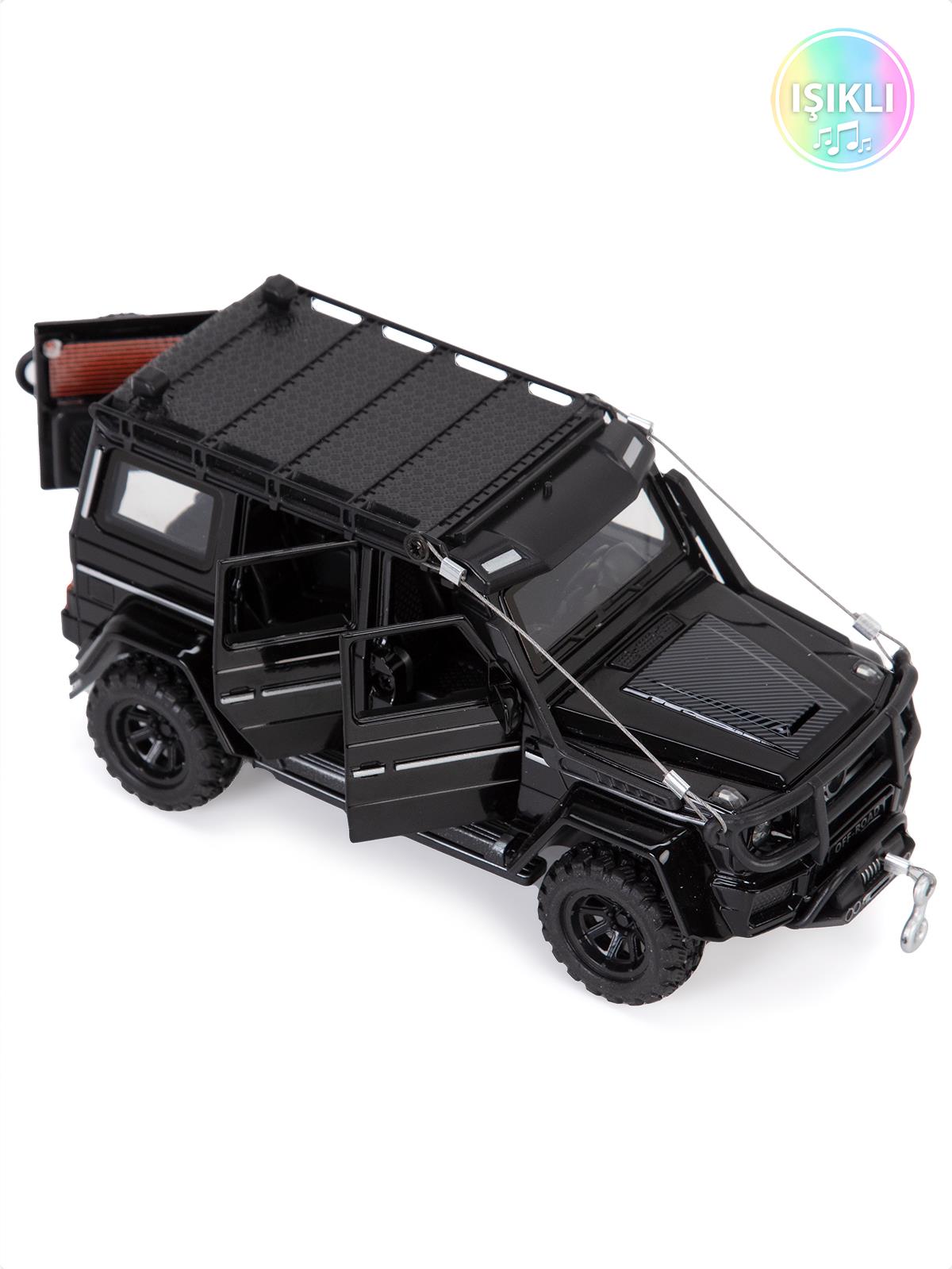 Vardem Kutulu 1:24 Çek Bırak Işıklı ve Sesli Off Road Metal Jeep - Siyah