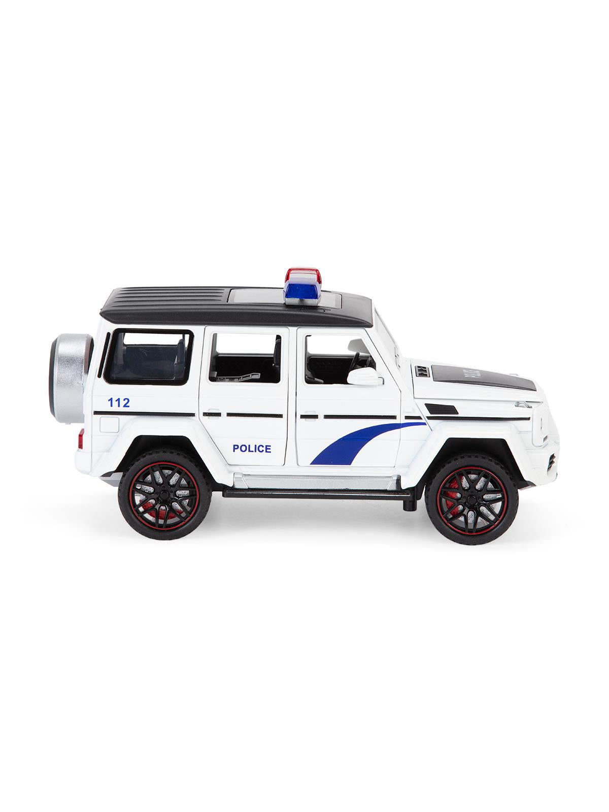 Vardem Kutulu Çek Bırak 1:24 Işıklı ve Sesli Model Metal Polis Jeep - Beyaz