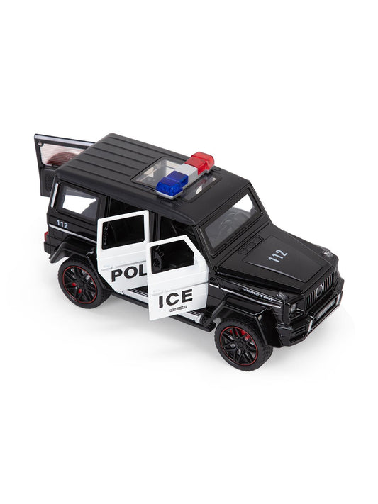 Vardem Kutulu Çek Bırak 1:24 Işıklı ve Sesli Model Metal Polis Jeep - Siyah