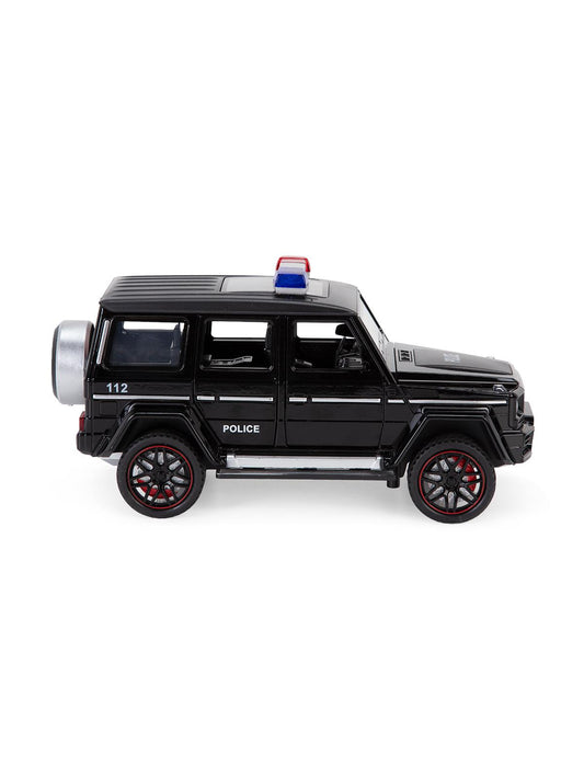 Vardem Kutulu Çek Bırak 1:24 Işıklı ve Sesli Model Metal Polis Jeep - Siyah