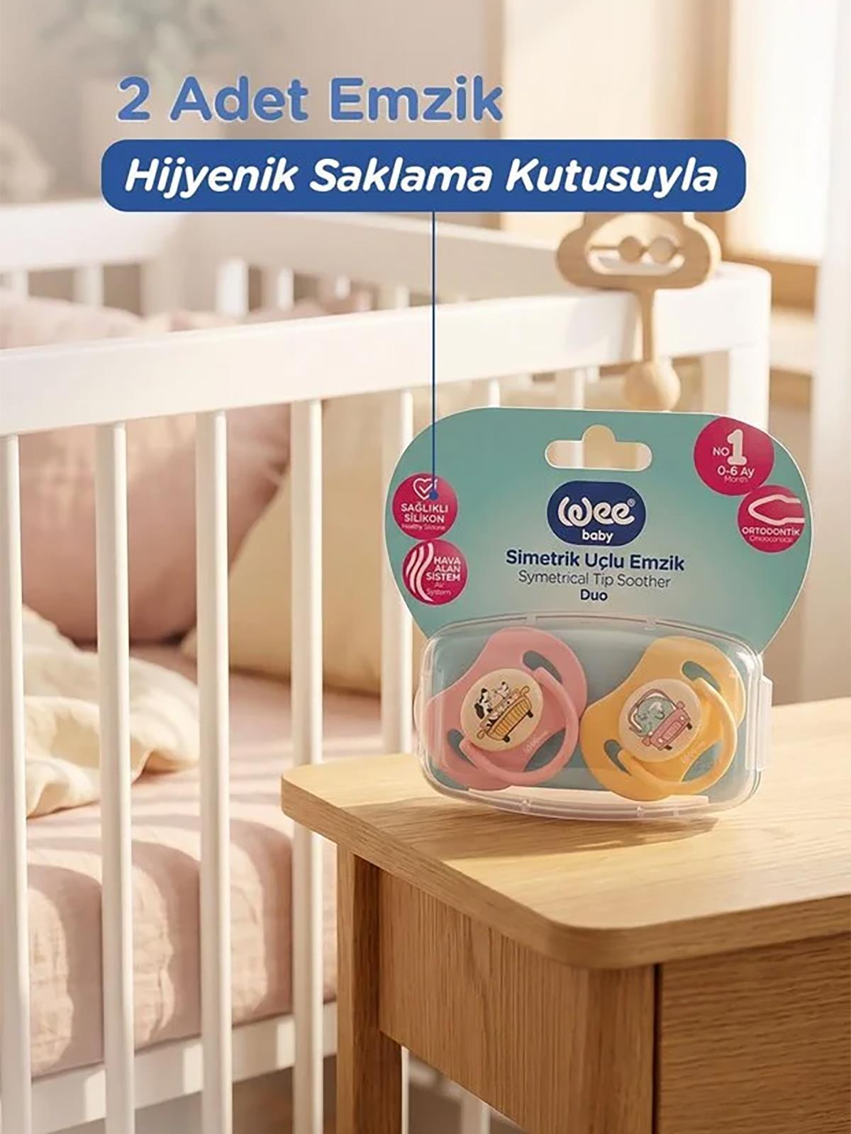 Wee Baby Duo Simetrik Uçlu Emzik 0-6 Ay No:1 - Sarı