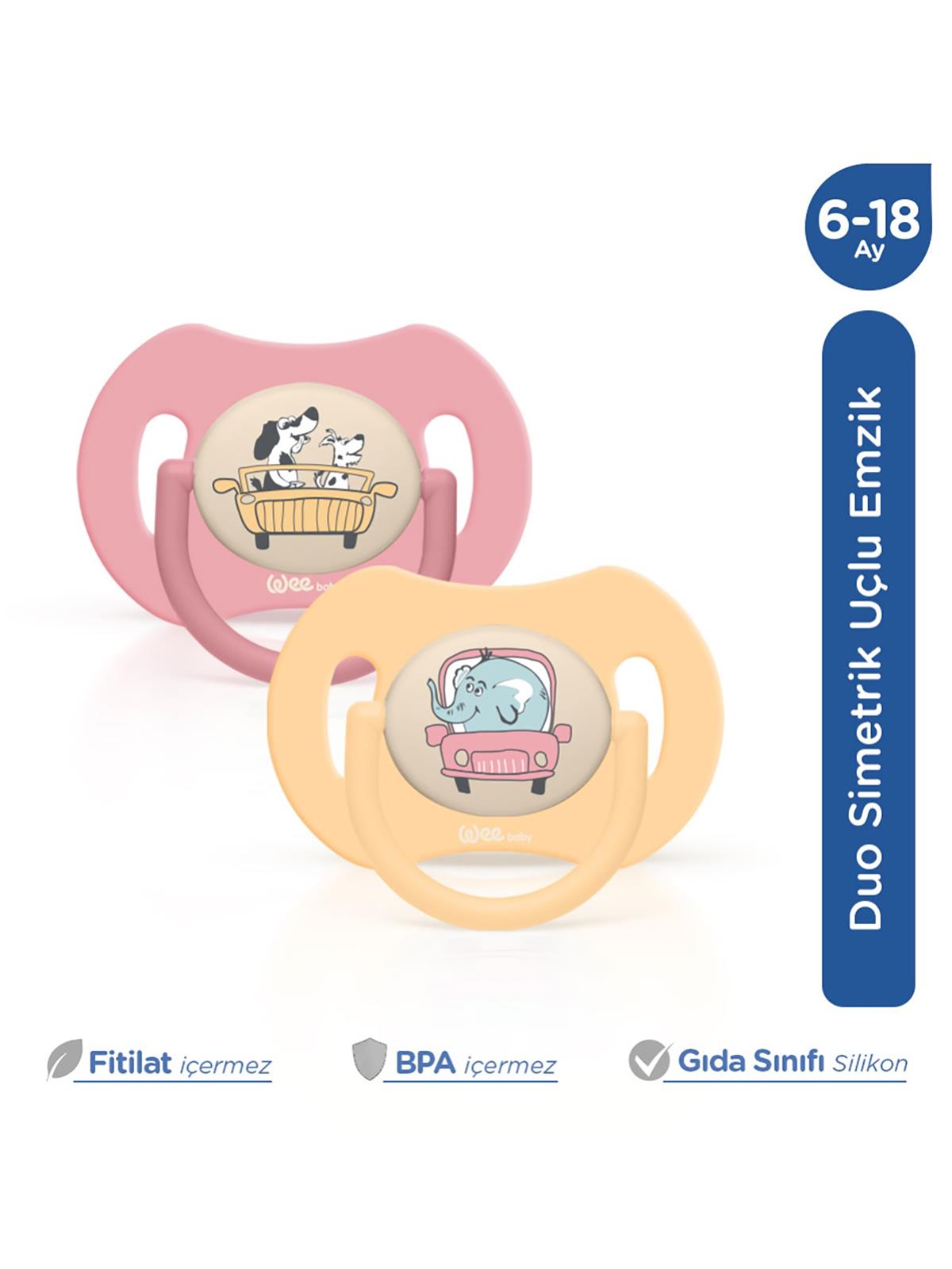 Wee Baby Duo Simetrik Uçlu Emzik 6-18 Ay No:2 - Sarı