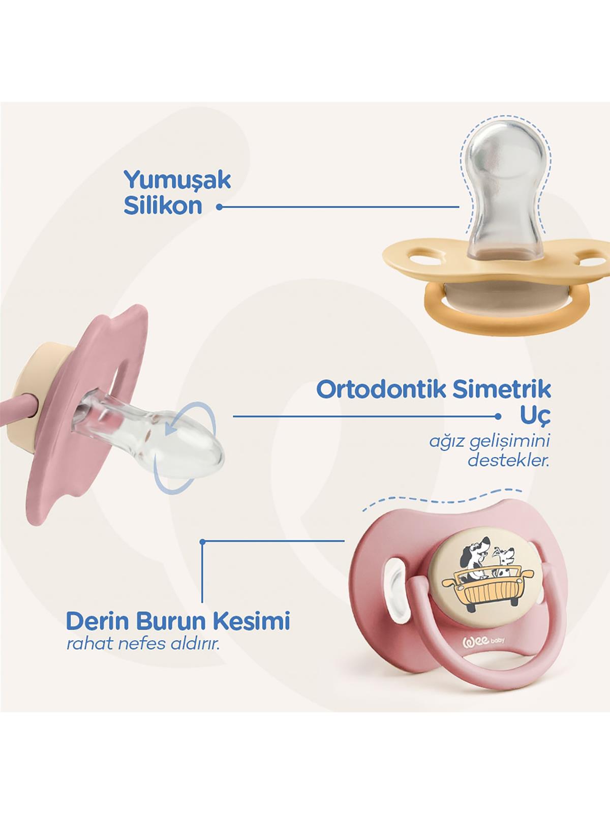 Wee Baby Duo Simetrik Uçlu Emzik 0-6 Ay No:1 - Sarı