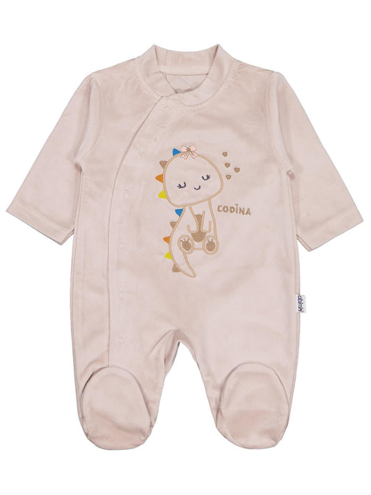 Minidamla Zürafa Nakış Çıtçıtlı 1-6 Ay Tulum - Kahve
