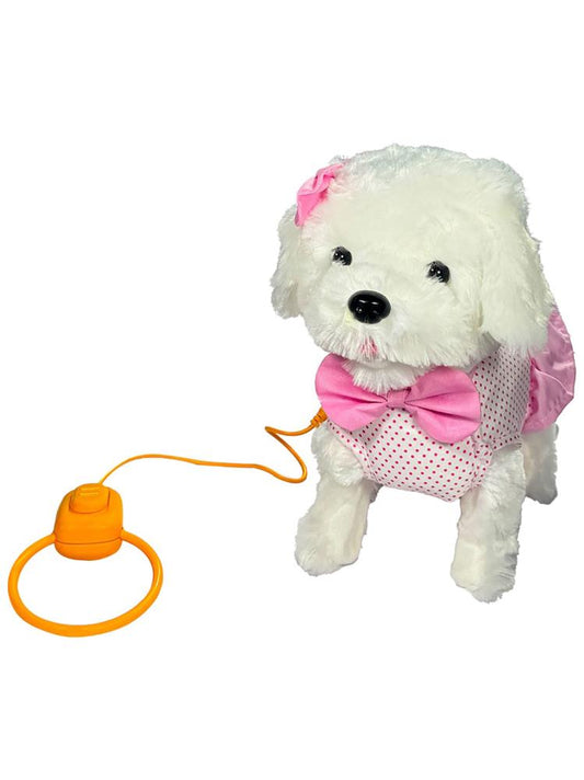 Vardem Peluş Tasmalı Yürüyen Pembe Fiyonklu Köpek