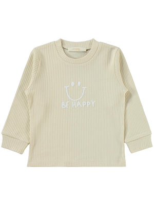 Minidamla Gülen Yüz Baskılı 1-6 Yaş Pijama Takımı - Bej