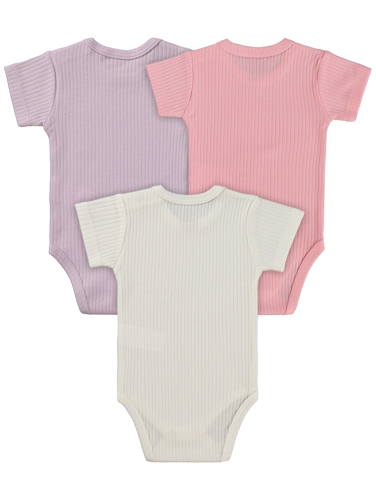 Minidamla Kısa Kol Basic 3'lü set 1-18  Ay Çıtçıtlı Badi - Pembe