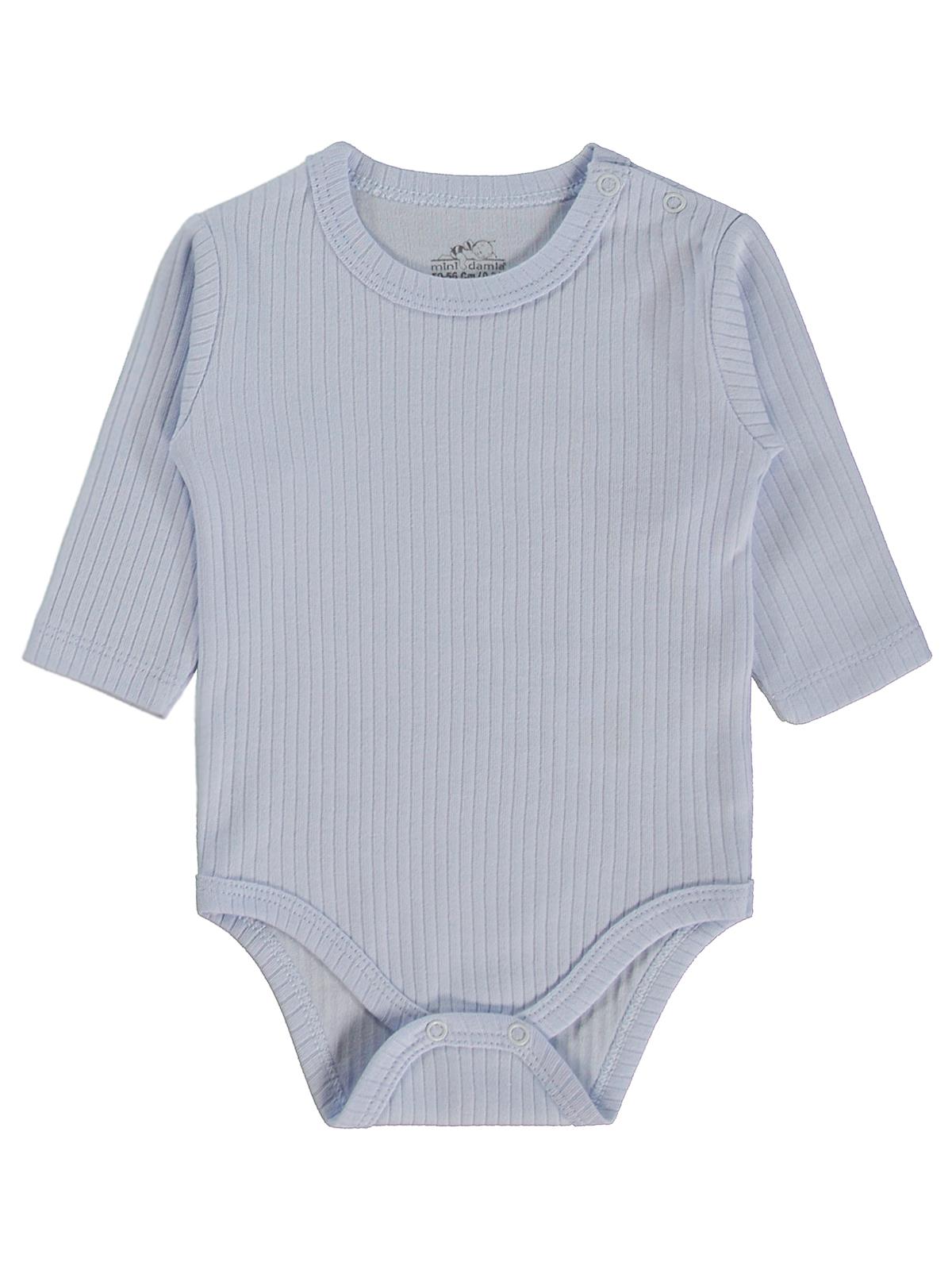 Minidamla Uzun Kol Basic 3'lü set 1-18 Ay Çıtçıtlı Badi - Mavi